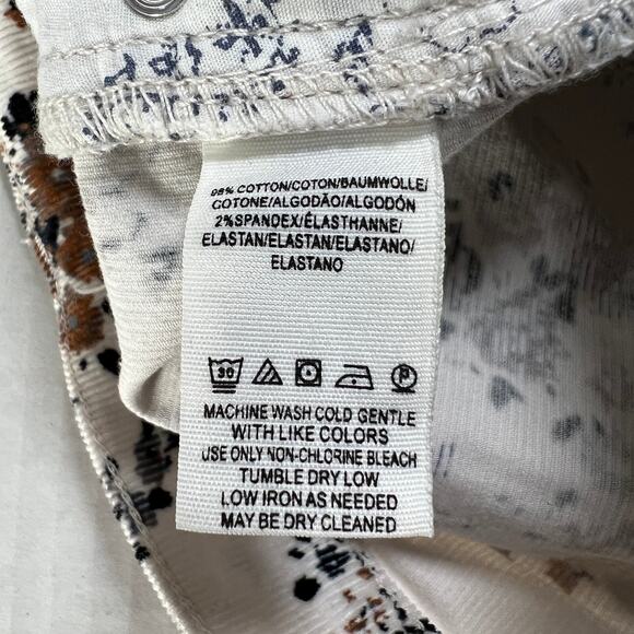 Free People High-Rise Printed Corduroy Pants SIZE 26 White Floral Trousers - Picture 6 of 11